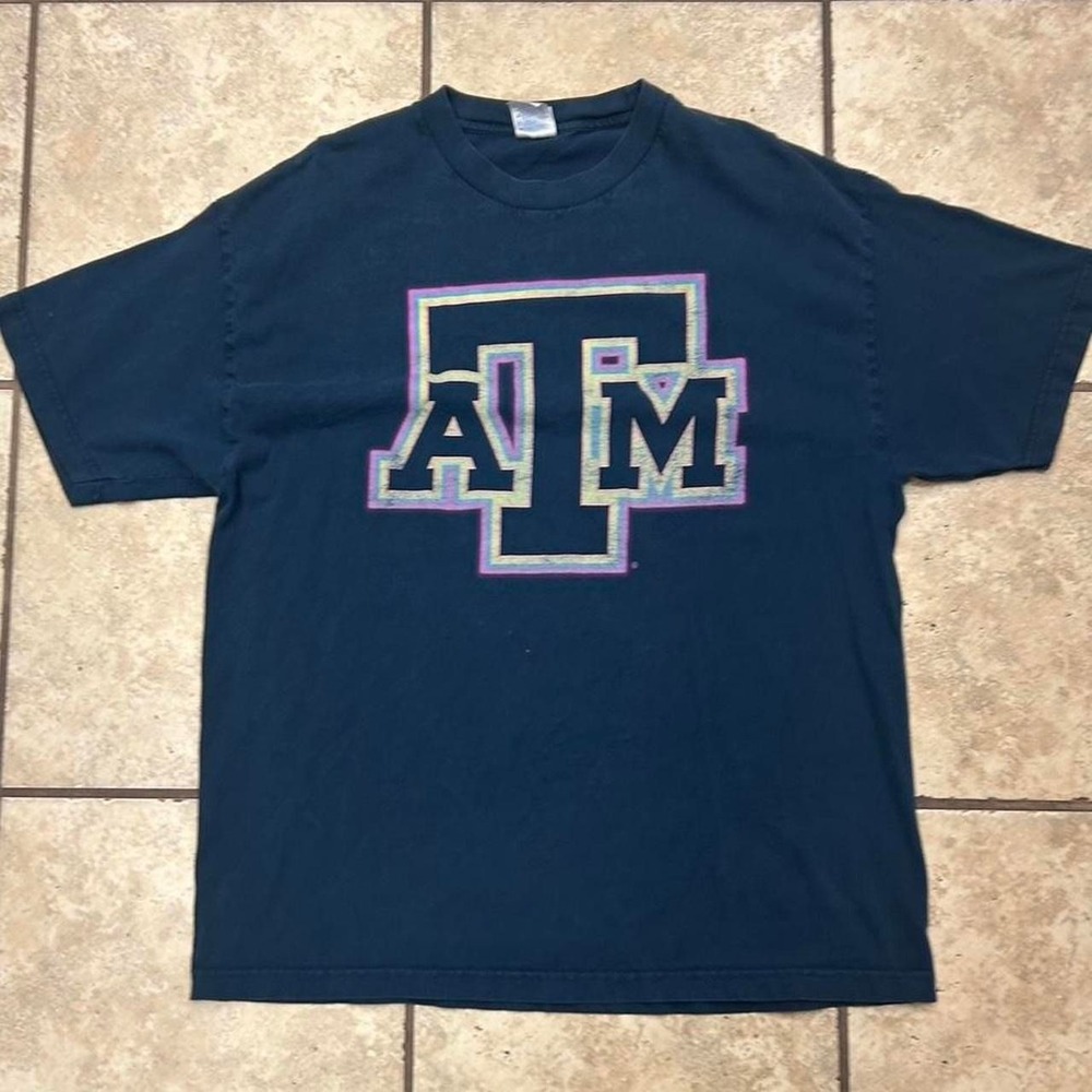 Vtg Texas A&M Aggies Short Sleeve Size XL T shirt made in USA Navy